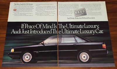 AUDI 100 200 PRINT AD MAGAZINE ADVERTISEMENT PIECE OF MIND 1988 ULTIMATE LUXURY 
