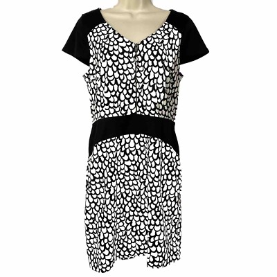 Andrew Marc New York Mini Dress Womens 12 Career Office Sheath Black White  Print | eBay