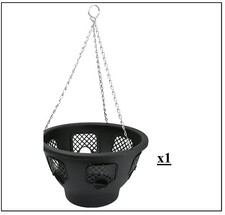 12 INCH BLACK HANGING BASKETS FOR PLANTS FLOWERS GARDEN OUTDOOR HANGING 