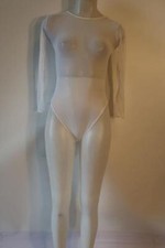 Womens Bloomingdales White Mesh Long Sleeve Bodysuit S
