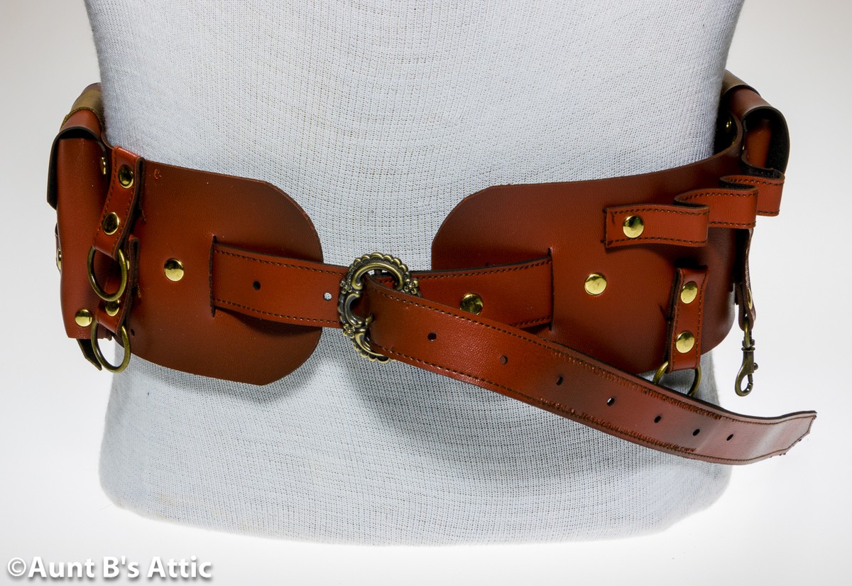 Steampunk Belt Faux Leather Adjustable Grommeted Belt With