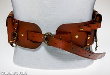Steampunk Belt Faux Leather Adjustable Grommeted Belt With Pouches  Hooks