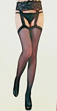 Women Mesh Lingerie Garter Belt Fishnet Thigh High Stocking Pantyhose Socks 606