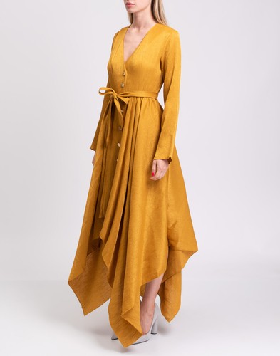 RRP€595 JUST CAVALLI Handkerchief Midi Dress IT40 US4 UK8 S Wrinkle Shimmer - Imagen 6 de 10