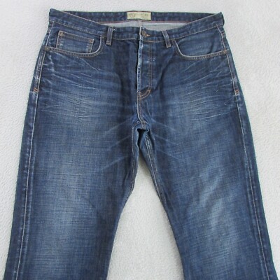 Fat Face Jeans Mens W36 L28 Blue Bootcut Denim Button Fly