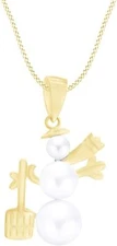 Pearl Snowman Pendant Necklace For Womens Solid Sterling Silver