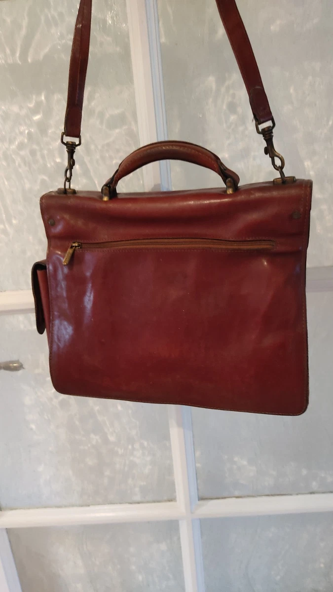 Sac Besace En Cuir Marron Vintage TEXIER - Fermeture Magnétique - Taille Moyenne - Occasion Très Bon état