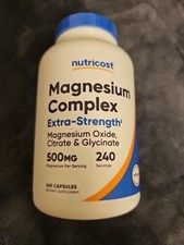 Magnesium Complex 500Mg, 240 Capsules - Magnesium Oxide, Citrate, and Glycinate