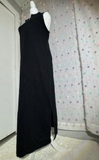 Gap Black Sleeveless Long Tank Dress S Knit Cotton Side Slit Split Neck