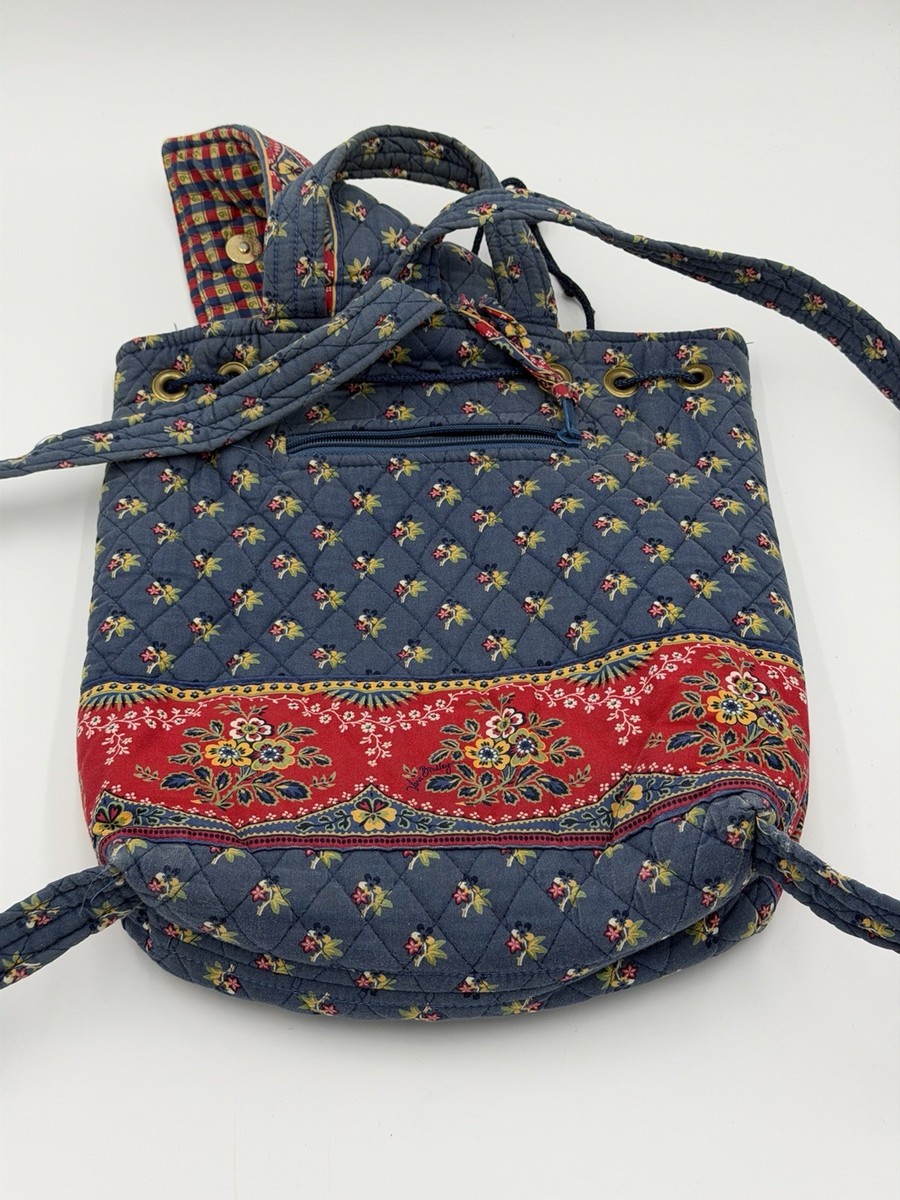 VERA BRADLEY BLUE AND RED PAISLEY PATTERN QUILTED DRAWSTRING  display picture 2