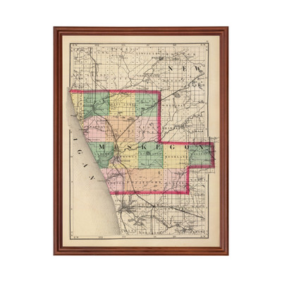 #ad #ad Old Map of Muskegon County MI 1873 Vintage Michigan Art $229.99