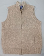 Pendleton Wool Vest Mens Sz M Shetland Zip Front Fleece Lined Oatmeal Beige