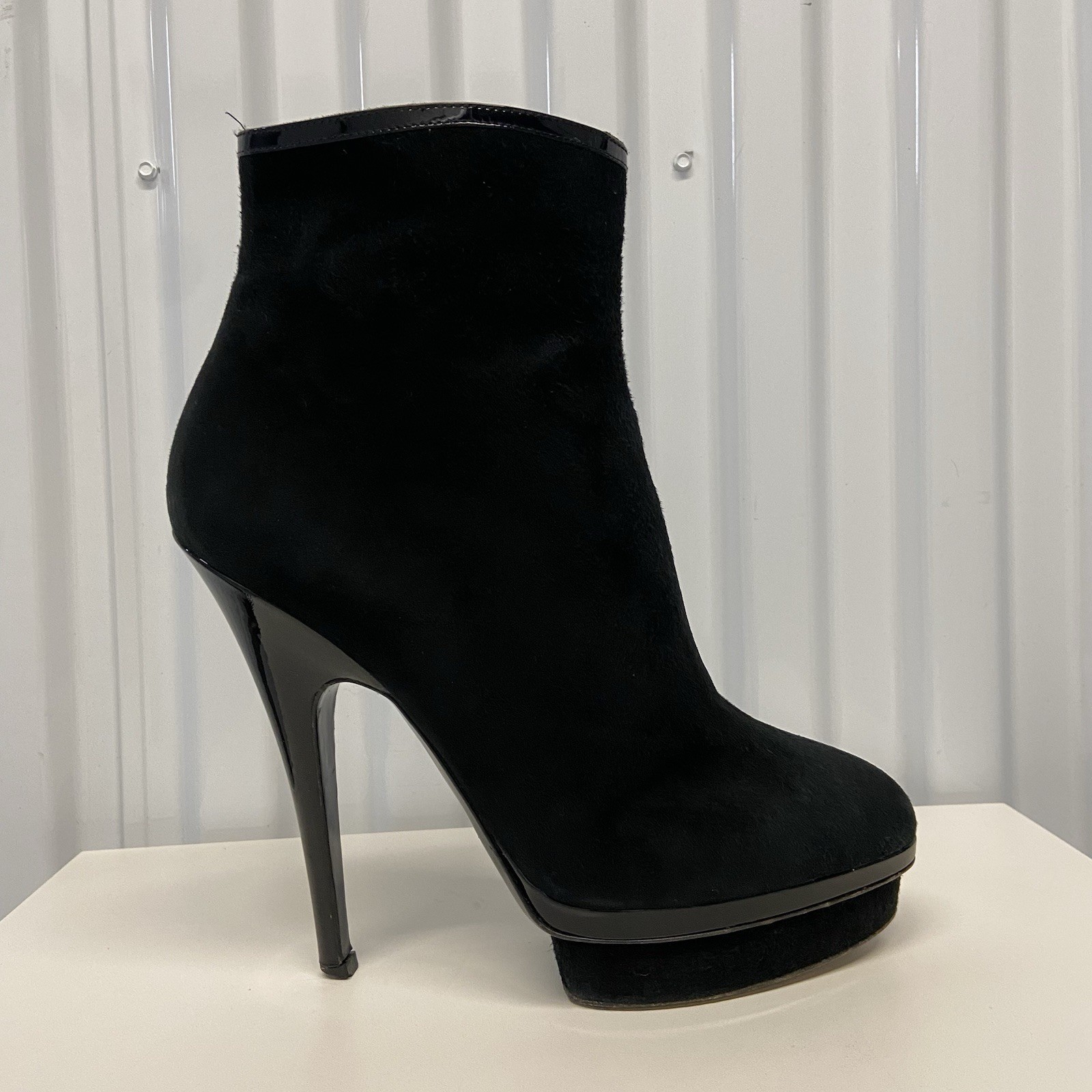 Stivaletti donna Yves Saint Laurent neri scamosciati plateau stiletto taglia 41