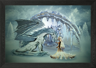 Toller Eisdrache gerahmtes Wandbild Poster Leinwanddruck Bild