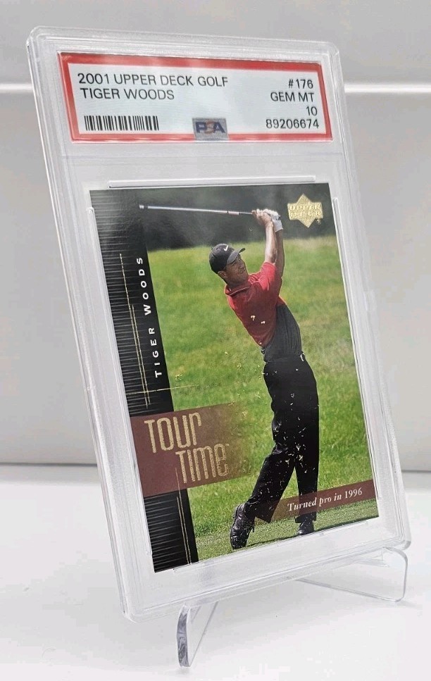 2001 Tiger Woods Upper Deck Tour Time Golf #176 - Rookie PSA 10 GEM MINT view 4