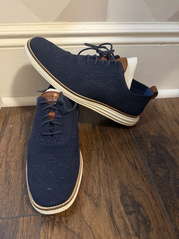 Cole Haan Original Grand Navy Blue Woven Fabric Dress Shoes. Men’s Size 8 - Image 3 of 4