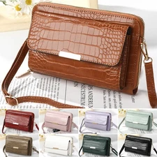 Small Crocodile Crossbody Cell Phone Purse Womens Leather Clutch Wallet Handbag