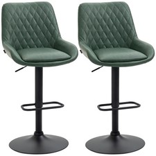 HOMCOM Retro Bar Stools Set of 2, Adjustable Kitchen Stool, Upholstered Bar Chai