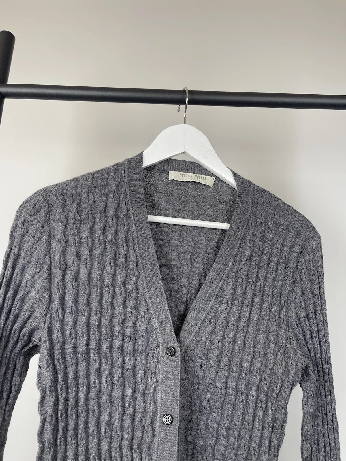 Miu Miu by Prada Women's Wool Knit Pleated Cardigan size 44 US 8