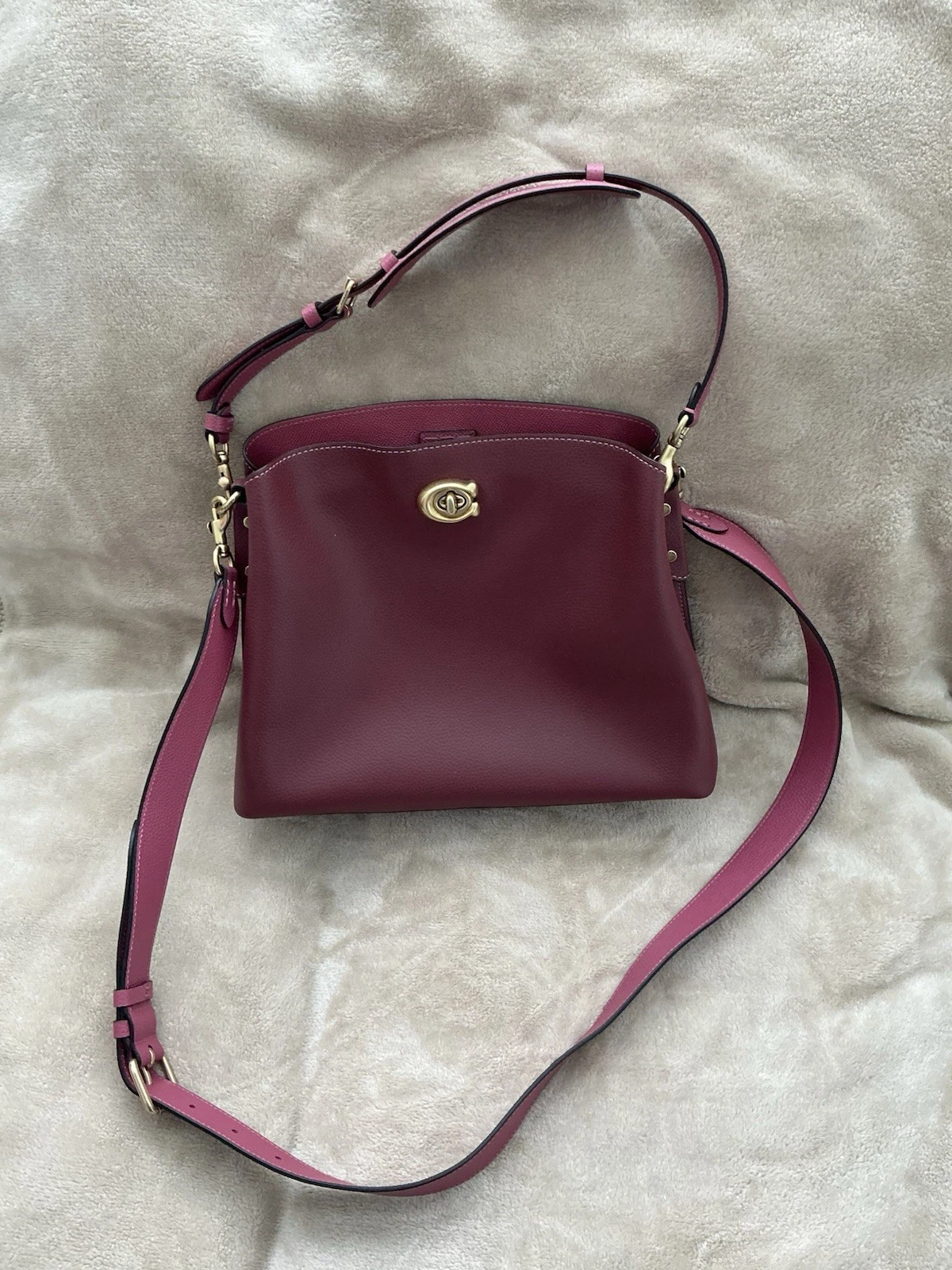 Coach Salice Secchiello Borsa Borsetta Borsetta Pelle Vino