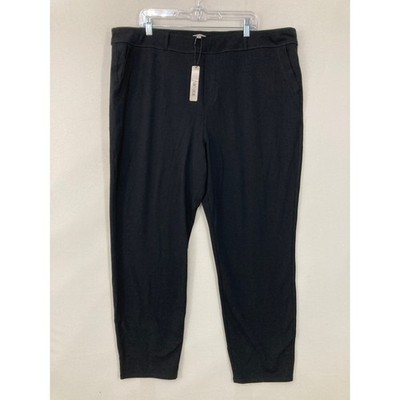 New NIC+ZOE Knit Pants 2X Black Onyx Stretch Cotton Tapered Trousers Preppy