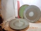 Frankoma trio of Aztec Pattern in Prairie Green and Patina Green - Marked 7FL