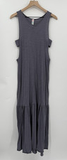 Free People Dress Womens Medium Gray Maxi Cut Outs Boho Sleeveless Cottage Sexy