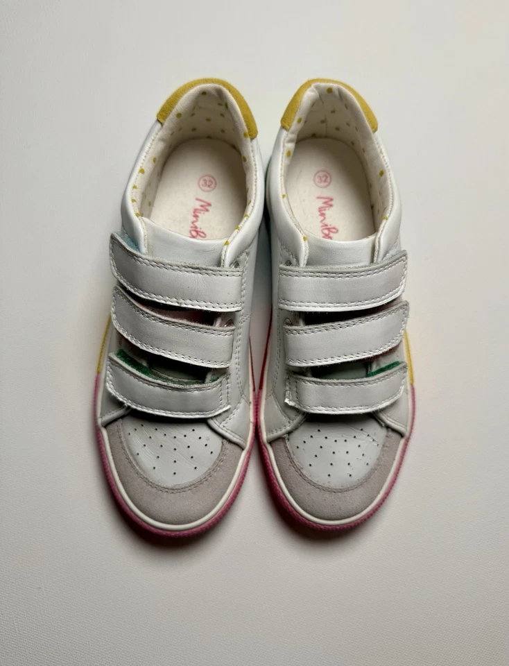 Mini Boden Shoes : Leather Sneakers/Trainers Rainbow (EU Size 32, US Kid Size 1) - Image 2 of 4