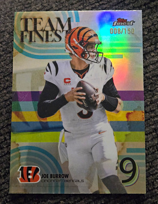 Topps 2025 Finest Team Finest Joe Burrow #TF-2 Sky Blue Refractor /150 Bengals