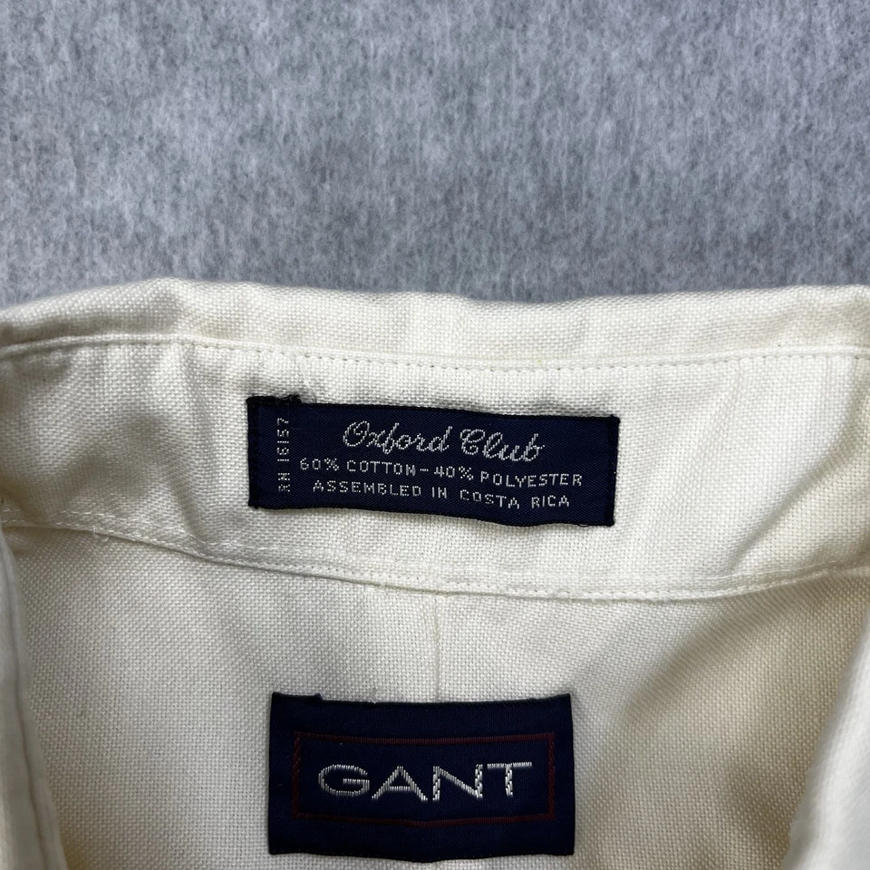 Vintage Gant Shirt Mens 15 Oxford Club Half Sleeve Cream USA Short Sleeve - Image 3 of 4