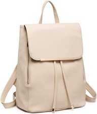 Beige faux leather backpack mid size (will fit 14 inch laptop)
