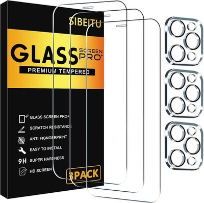 SIBEITU 3 Pack Screen Protector for iPhone 12 Pro Max with 3 Clear 