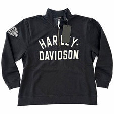 Harley-Davidson Men's Black M 1/4 Zip Mock Neck Logo Pullover Sweatshirt