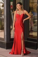 Mermaid Evening Dress with Slit Criss-cross Backless Sweetheart Neck Prom Gown