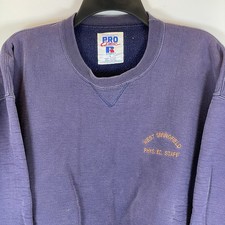 Vintage 1990 Russell Athletic Pro Cotton Crewneck Sweatshirt Blue Large Made USA