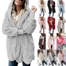Womens Coat Fluffy Cardigan Winter Thicken Teddy Bear Jacket Fleece Fur Outwears