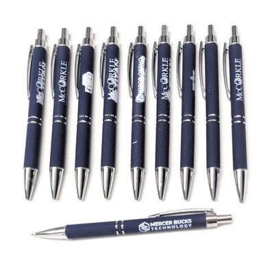 10 Misprint Metal Soft Touch Cross-Grip Retractable Click Pens NAVY BLUE PEN LOT