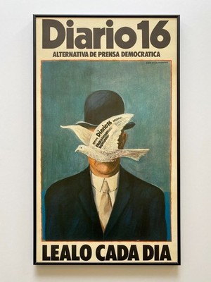 '' DIARIO 16 '' RARE 1979 LITHOGRAPH PRINT FRAMED SPAIN DEMOCRACY POLITICAL POSTER