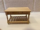 Dollhouse Miniature Unfinished Kitchen Work Table Faux Drawers 2"L 1:24