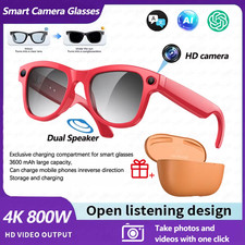 2026 AI Smart Glasses 4K HD Video 800MP Camera Wifi Transfer 32GB Chat GPT Voice