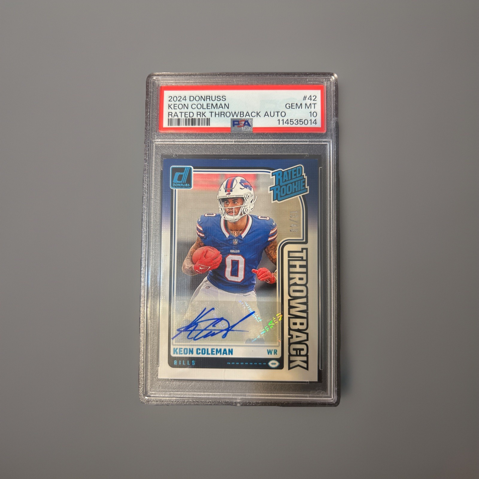 Keon Coleman Panini Donruss Rated Rookies Throwback Autographs #42 Base