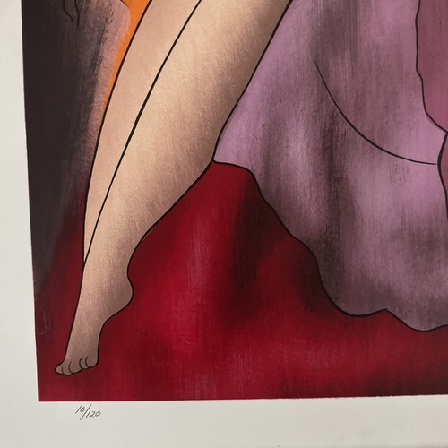 Linda Le Kinff 1998 Serigraph 16.5”x20” Untitled Woman With Cat Limited 10/120 - Picture 4 of 8