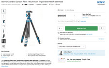 Benro CyanBird 5-Section Carbon Fiber/Aluminum Tripod with N00P Ball Head