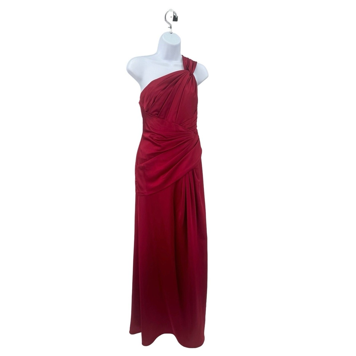 david's bridal red satin dress Red floral beaded satin gown Details - In good