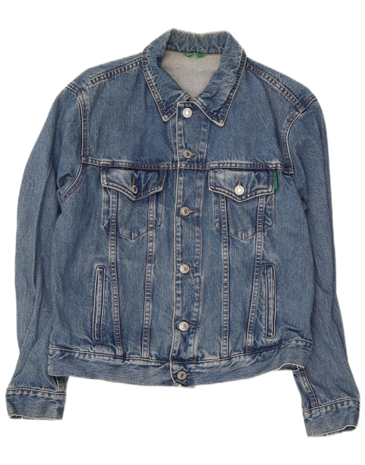 BENETTON Mens Denim Jacket UK 36 Small Blue Cotton CA12