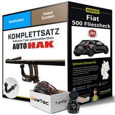 Anhängerkupplung abnehmbar für FIAT 500 Fliessheck +E-Satz Kit NEU