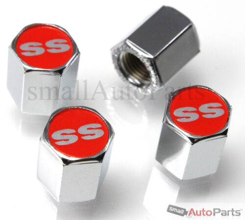 (4) Chevrolet SS Red Logo Chrome ABS Tire/Wheel Stem Air Valve CAPS Covers set - Picture 1 of 3
