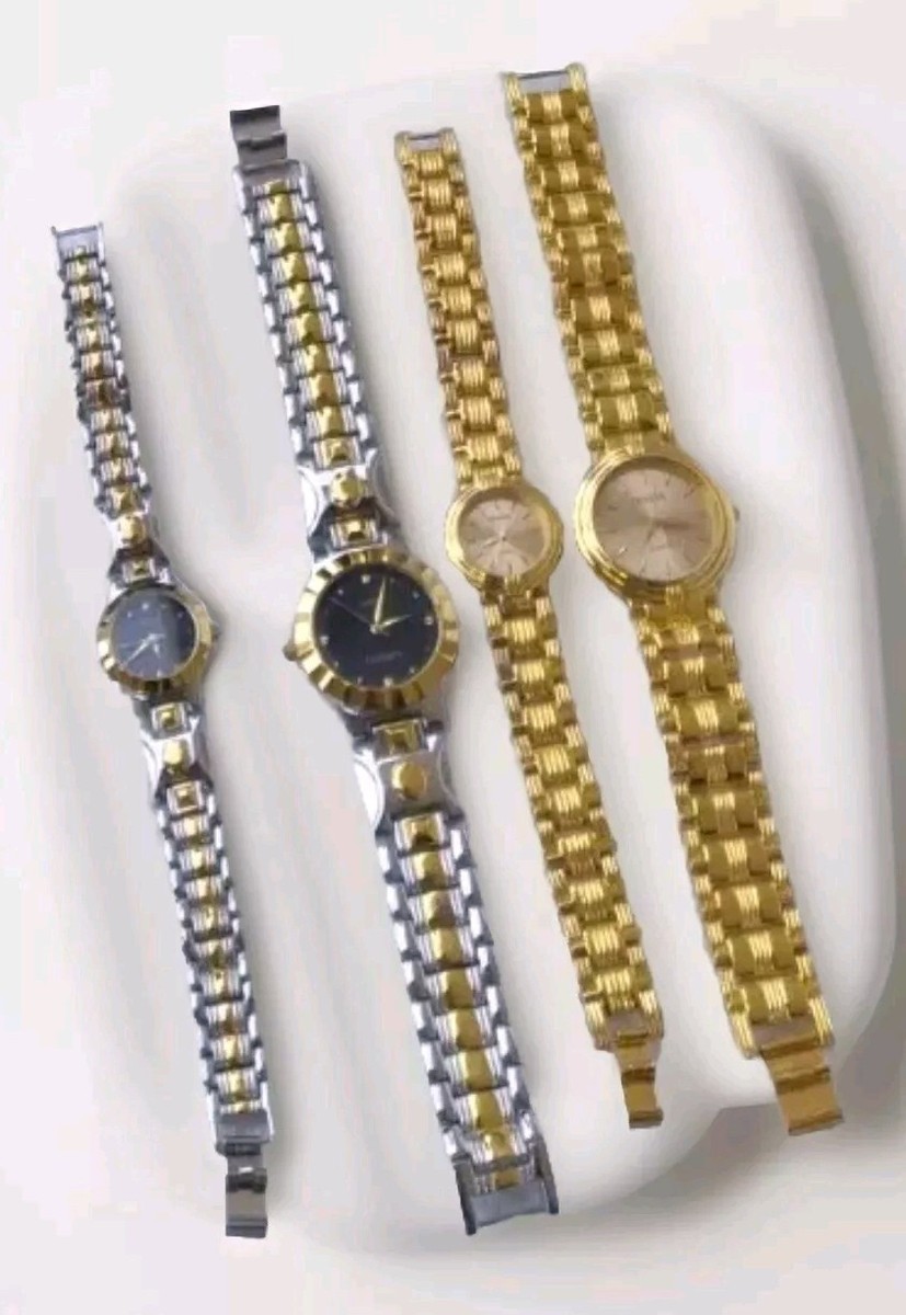 Geneva Matching His Hers wrist Watch Sets Gold Plate, stainless