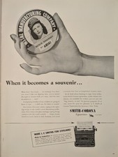 1944 Smith Corona Portable Typewriter, Print Ad.  World War II. Retro Art. thumbnail