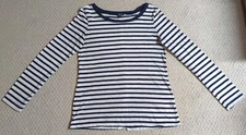 Splendid Womens Medium White & Blue Striped Cotton Blend Long Sleeve Shirt 24